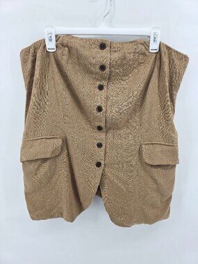 Universal Thread Tan Linen Button Front Tube Top Cargo Pocket XXL